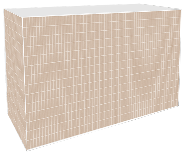 Art Series Service Bar Counter - Textured Tile Vanilla - White Top - 60 x 180 x 110cm H